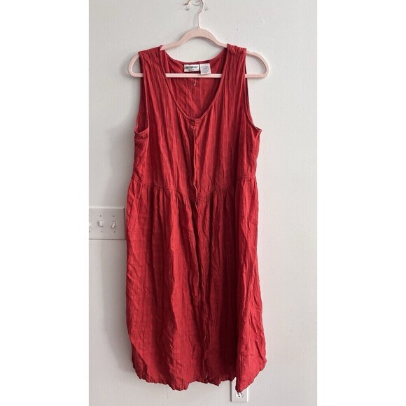 Vtg 90s White Stag Red Dress 18W/20W Button Front Round Neck Sleeveless Casual - Picture 2 of 11
